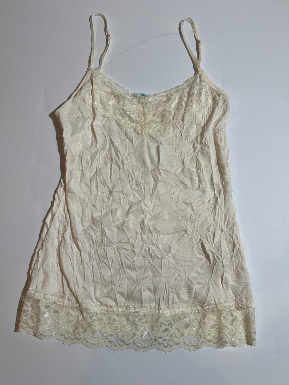 Maurices Cami Womens Small Crinkle Y2K Fairy Lace Tank Top Stretch Romantic